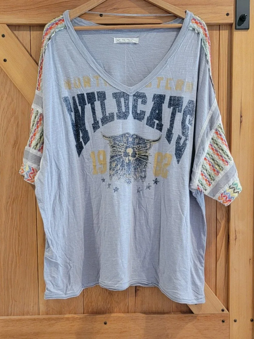 Free People Light Gray 'Wildcats' Short Sleeve Tee